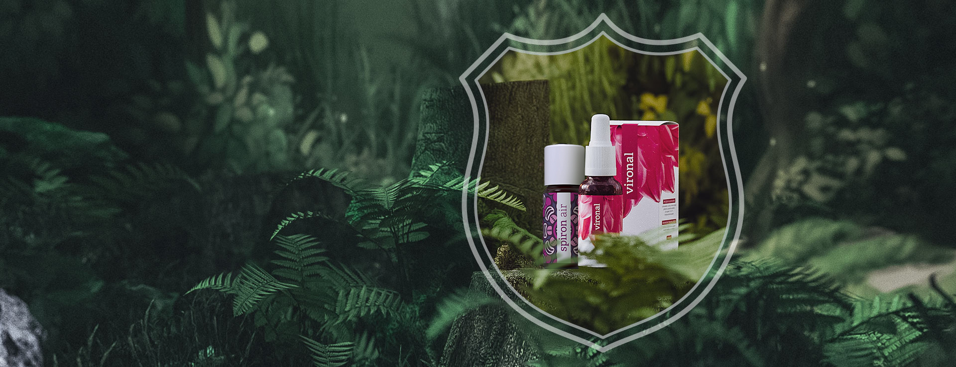 Vironal Natural health product showcased in the woods